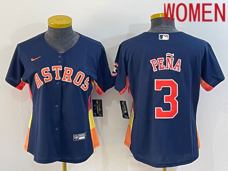 Women Houston Astros #3 Pena Blue Game Nike 2022 MLB Jerseys->houston astros->MLB Jersey